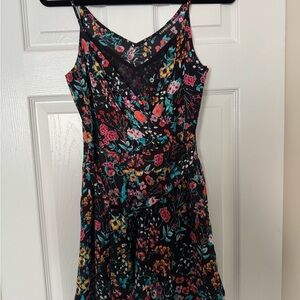 Floral Black Romper
